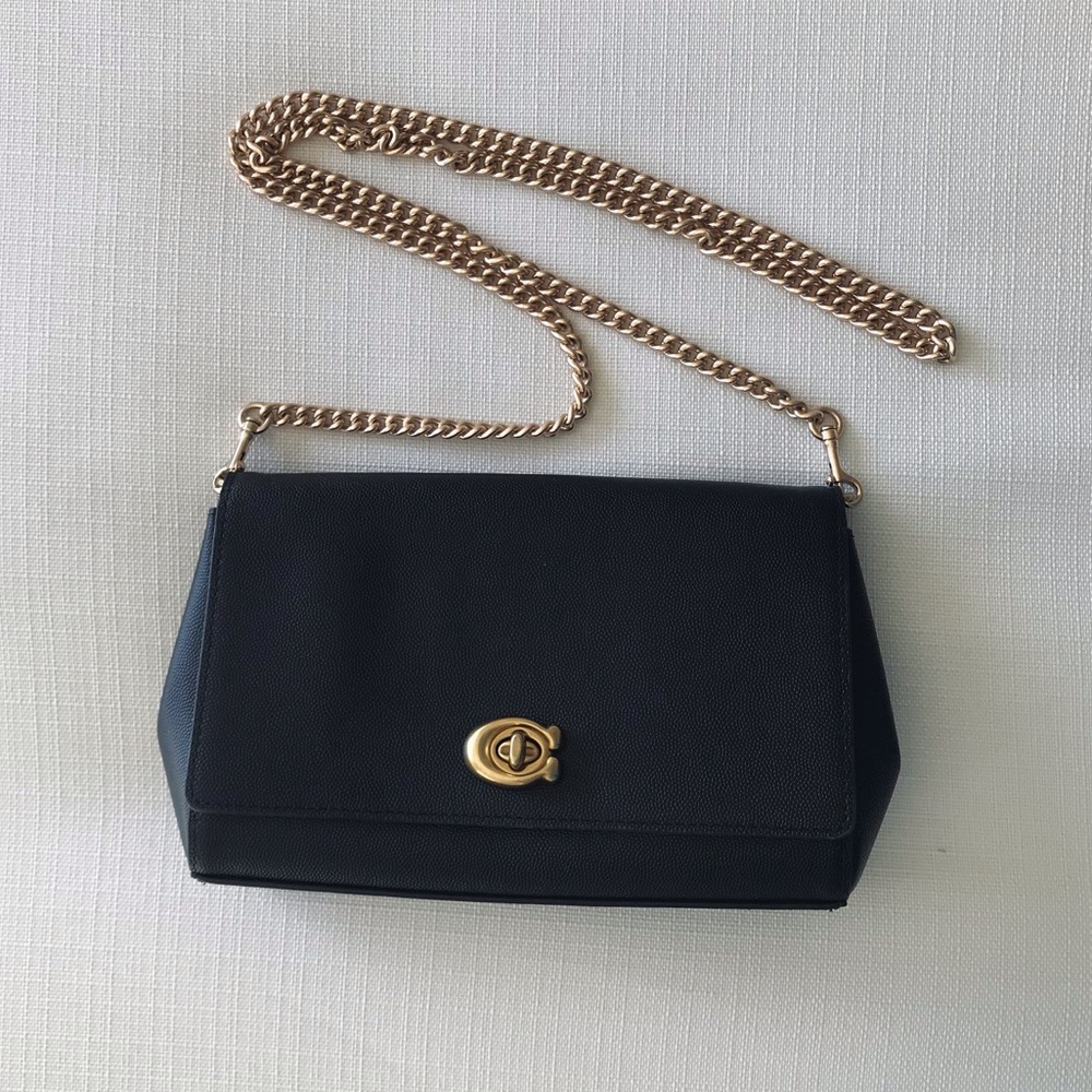 Coach Alexa Turnlock Crossgrain Leather Clutch Chain Crossbody Purse - Picture 2 of 16